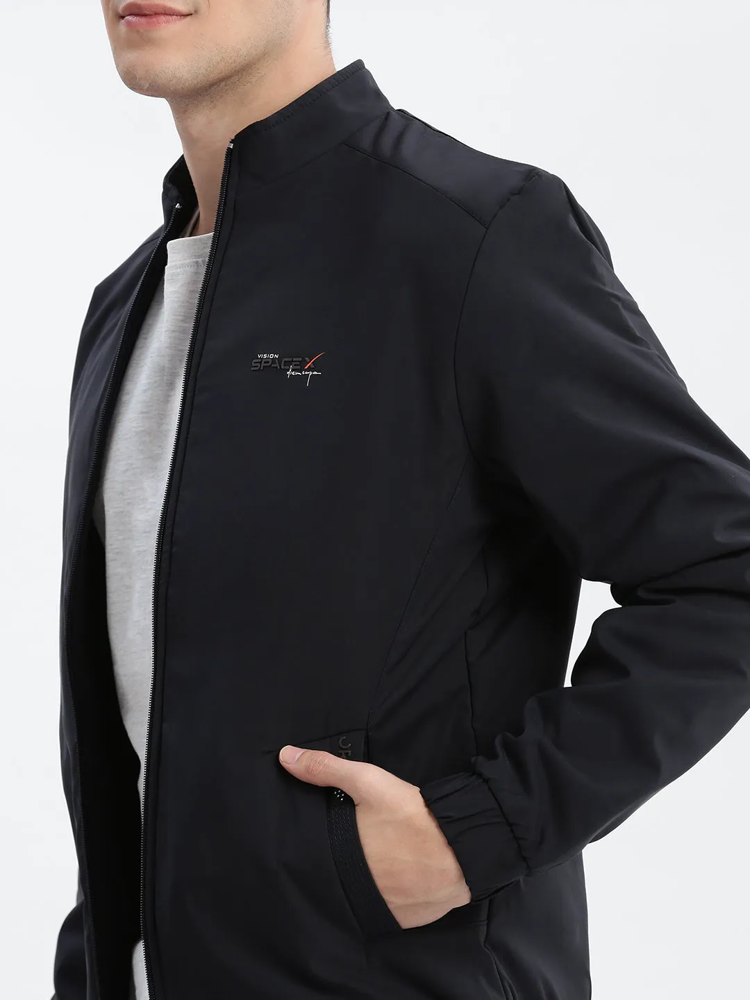 Men Navy Blue Windcheater Rapid-Dry Bomber Jacket