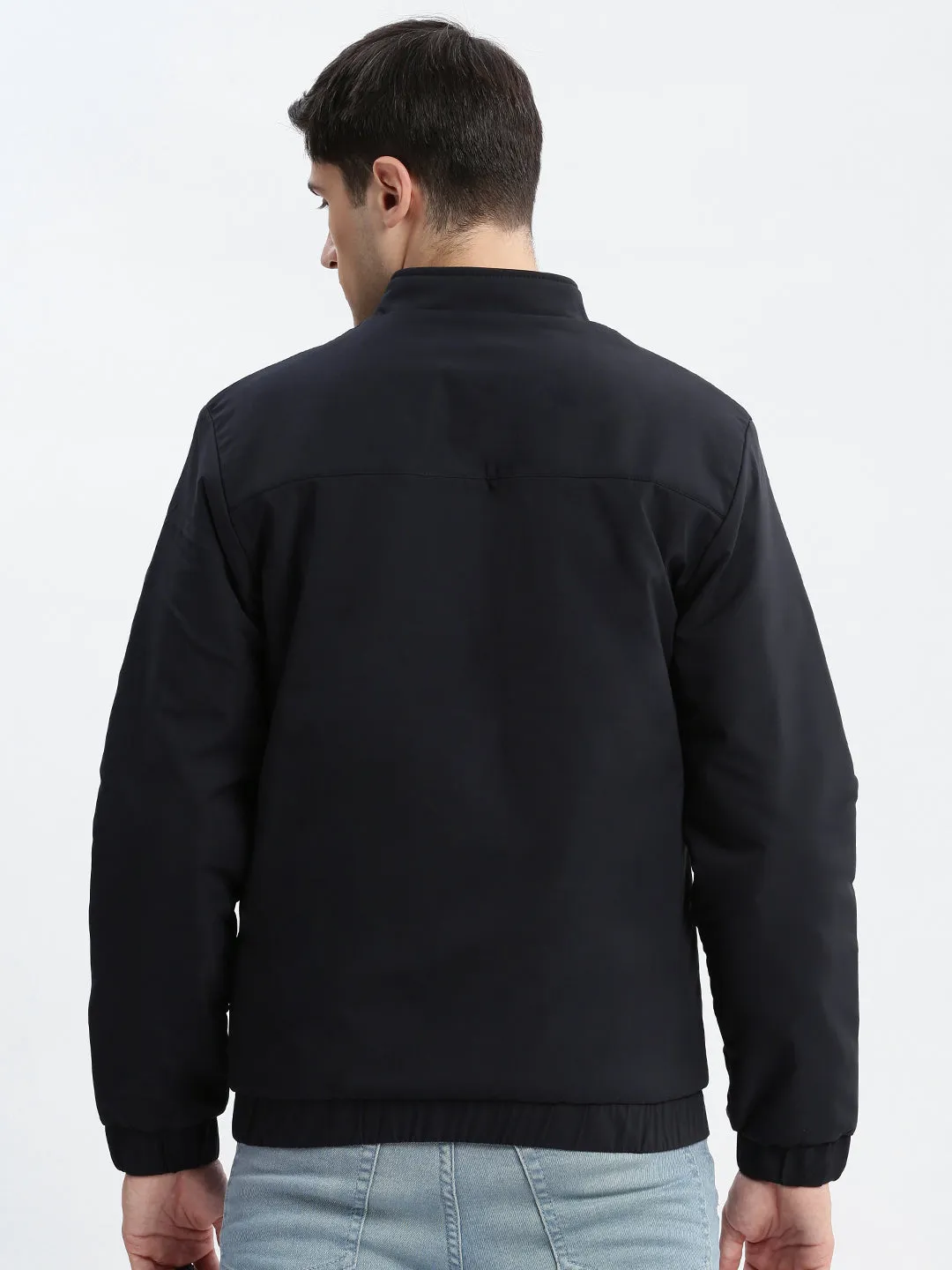 Men Navy Blue Windcheater Rapid-Dry Bomber Jacket