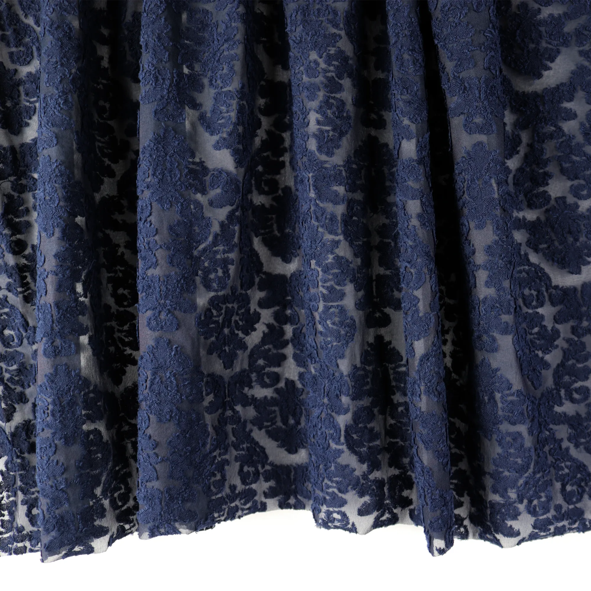 Navy & Black Floral Patterned Cotton/Poly Span Jacquard