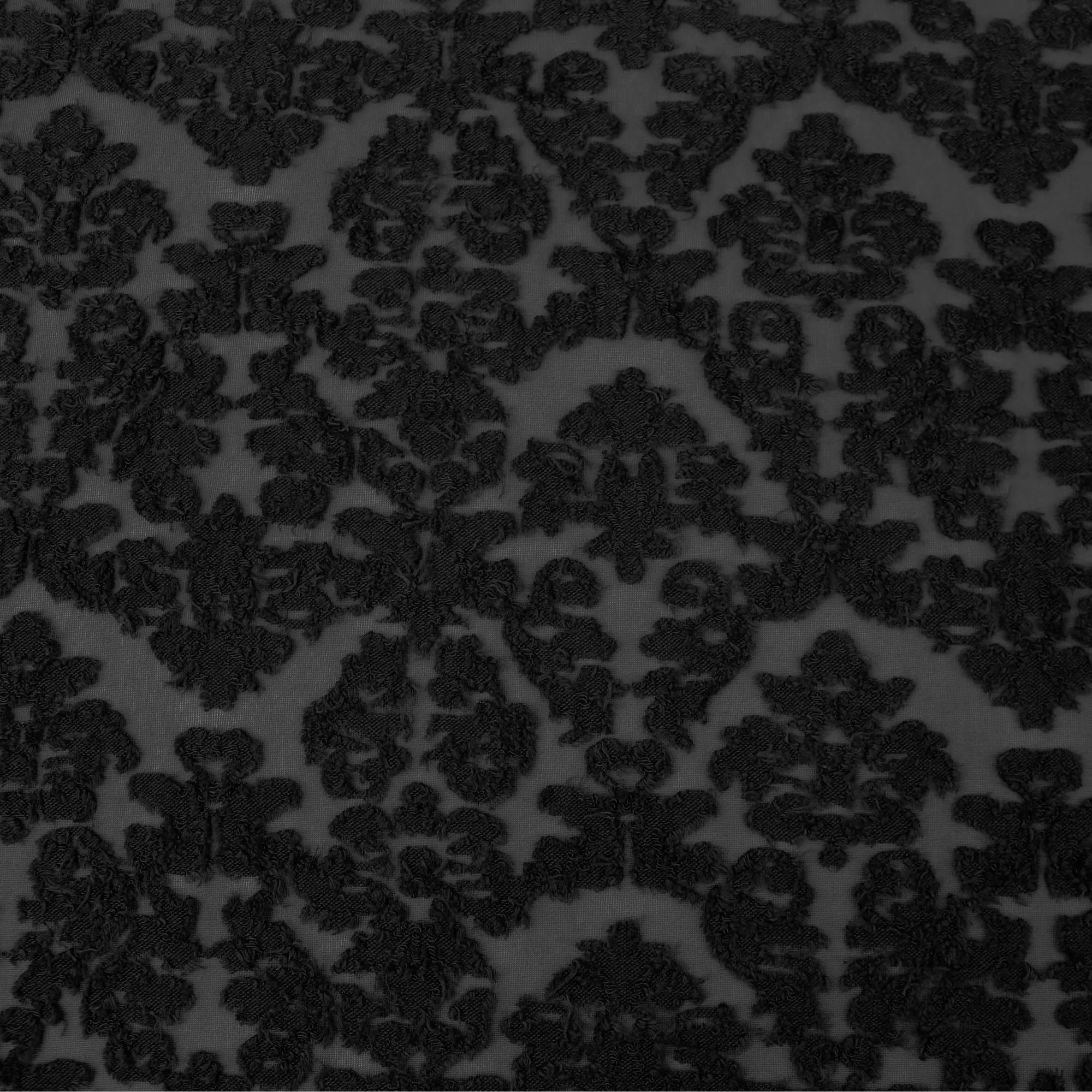 Navy & Black Floral Patterned Cotton/Poly Span Jacquard