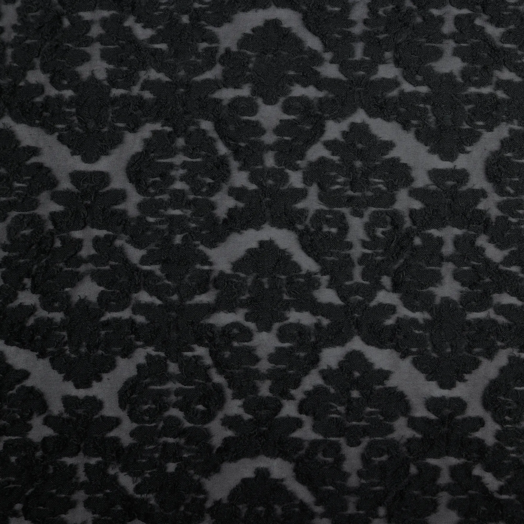 Navy & Black Floral Patterned Cotton/Poly Span Jacquard