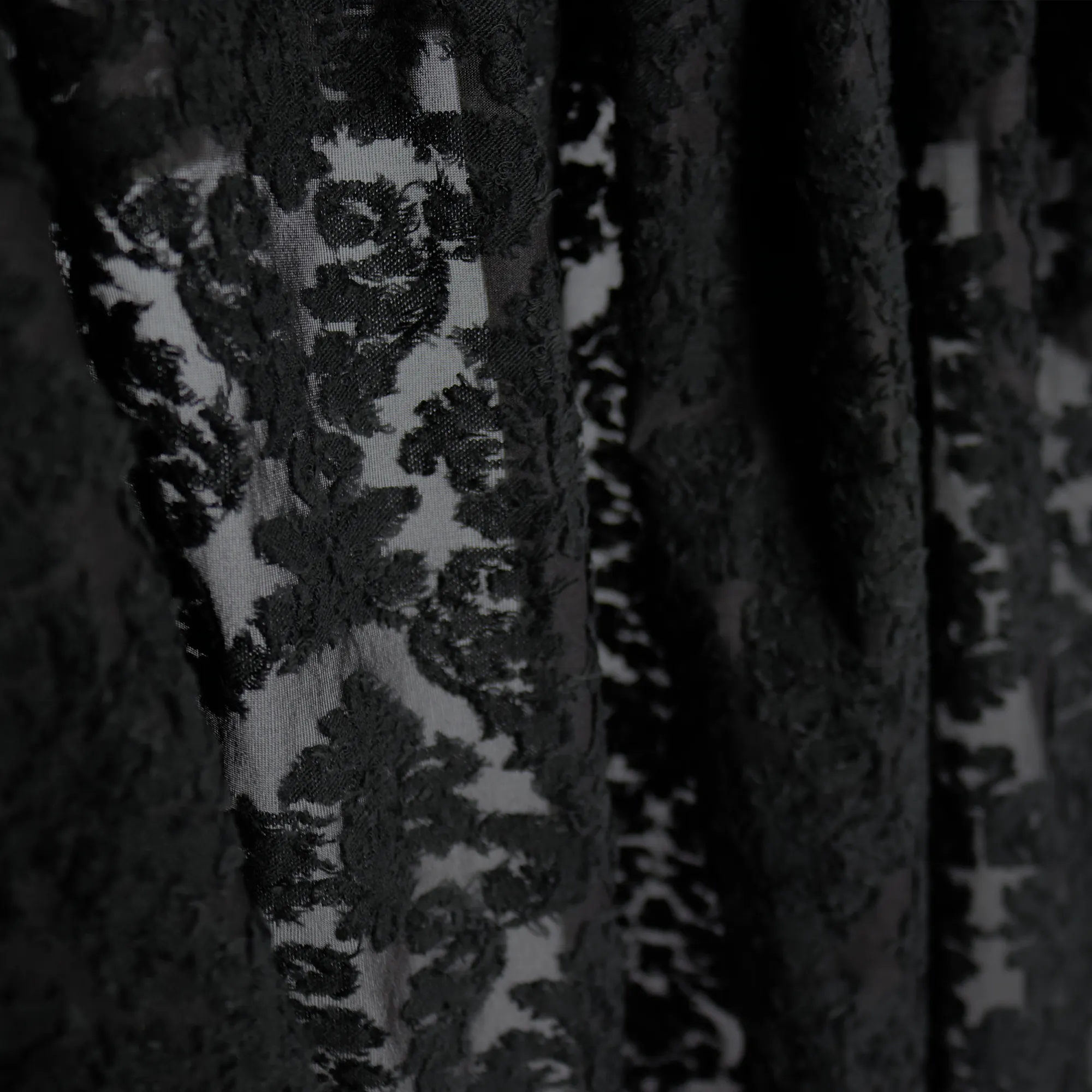 Navy & Black Floral Patterned Cotton/Poly Span Jacquard