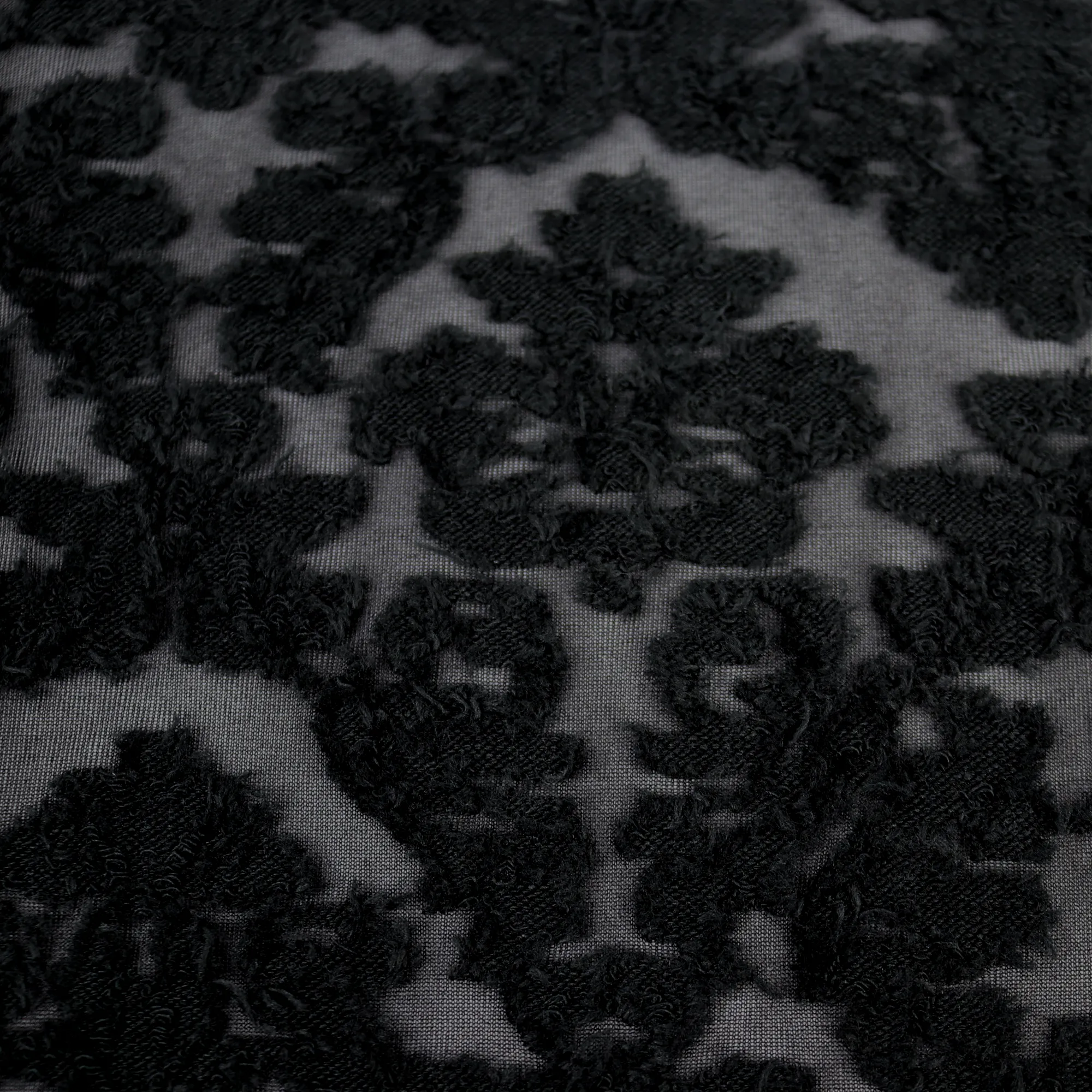 Navy & Black Floral Patterned Cotton/Poly Span Jacquard