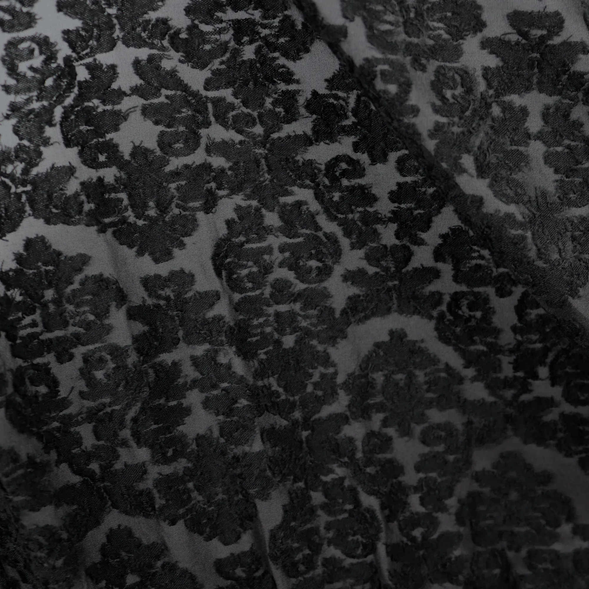 Navy & Black Floral Patterned Cotton/Poly Span Jacquard