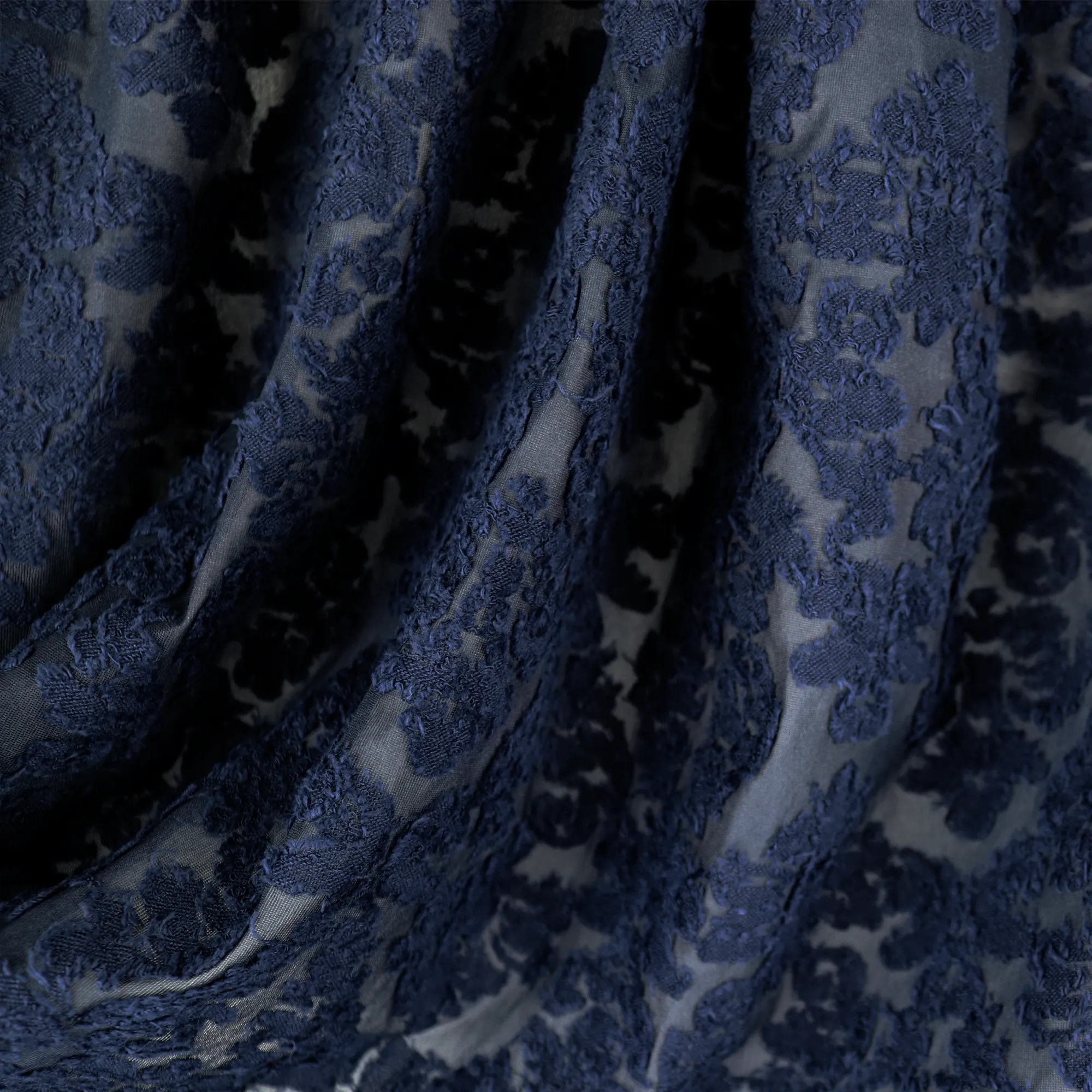 Navy & Black Floral Patterned Cotton/Poly Span Jacquard