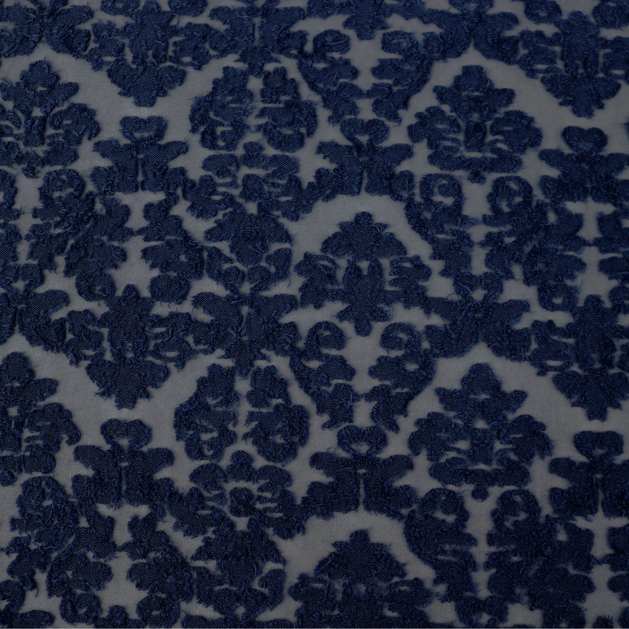 Navy & Black Floral Patterned Cotton/Poly Span Jacquard