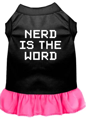 Nerd Is The Word Screen Print Dress Black With Bright Pink Xxl