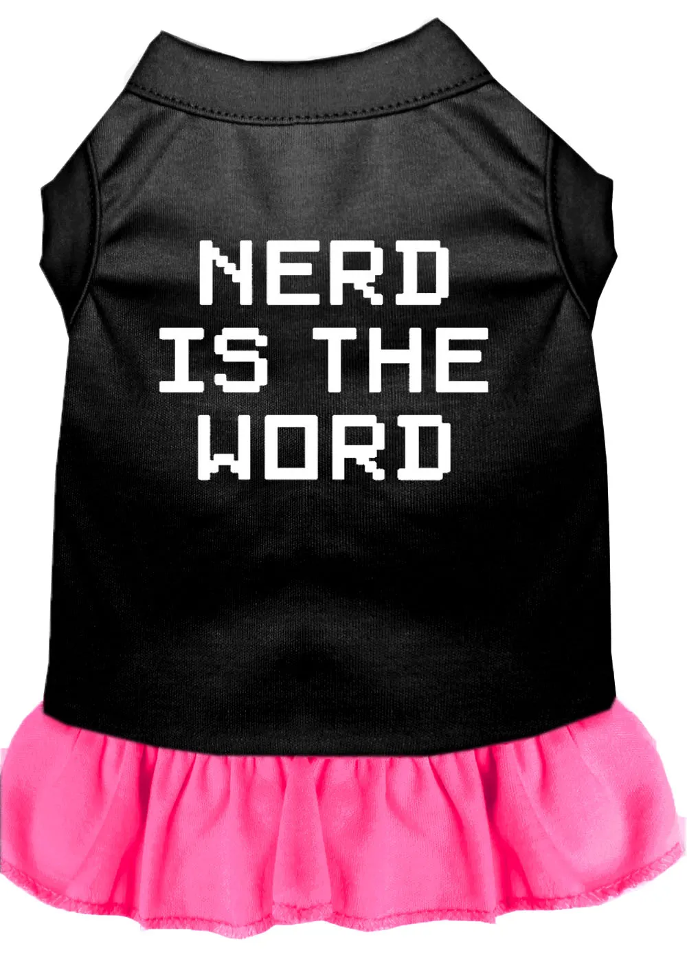 Nerd Is The Word Screen Print Dress Black With Bright Pink Xxl