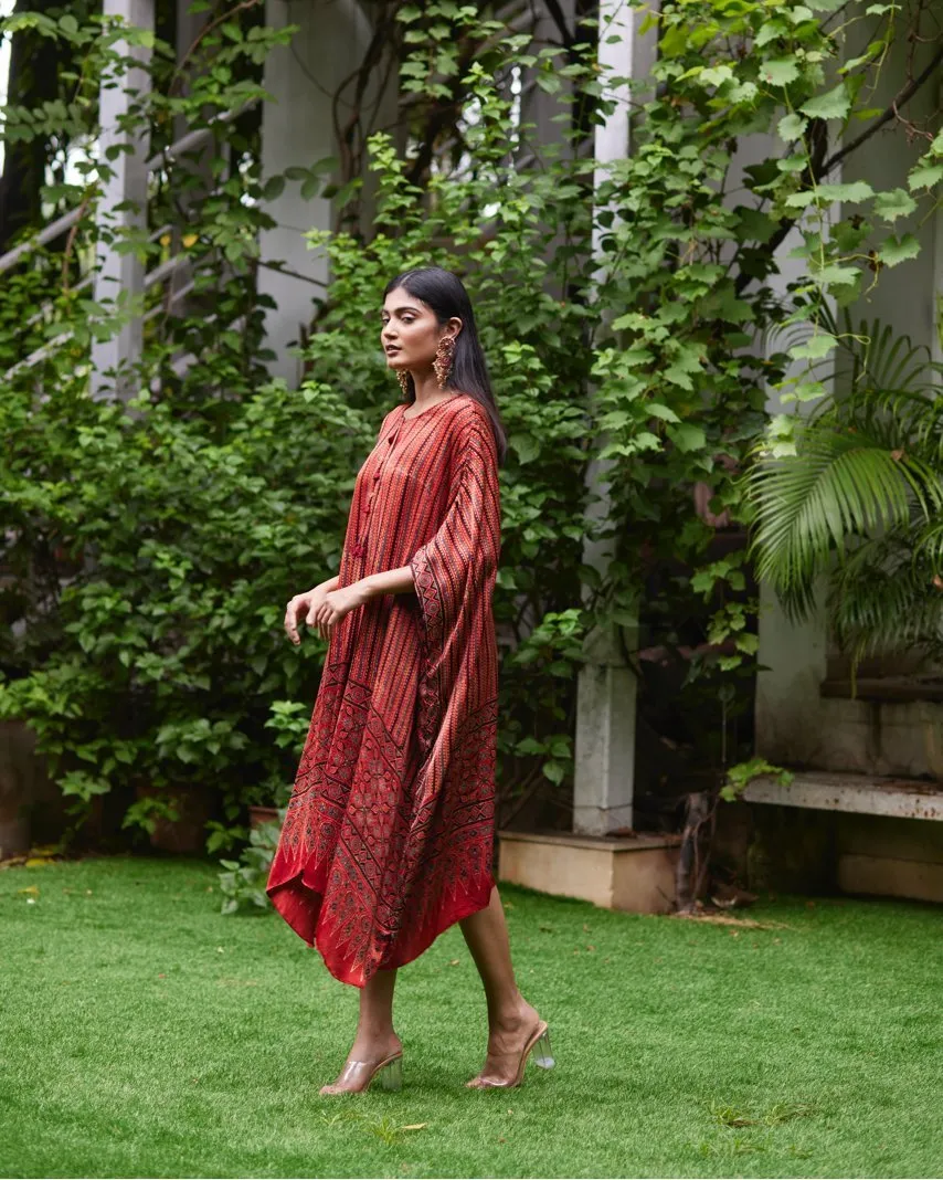 Red Striped Silk Kaftan