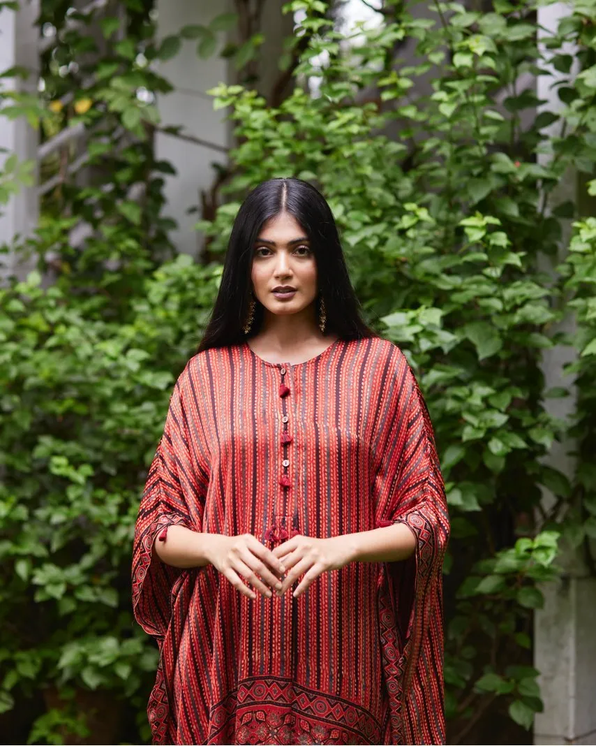 Red Striped Silk Kaftan