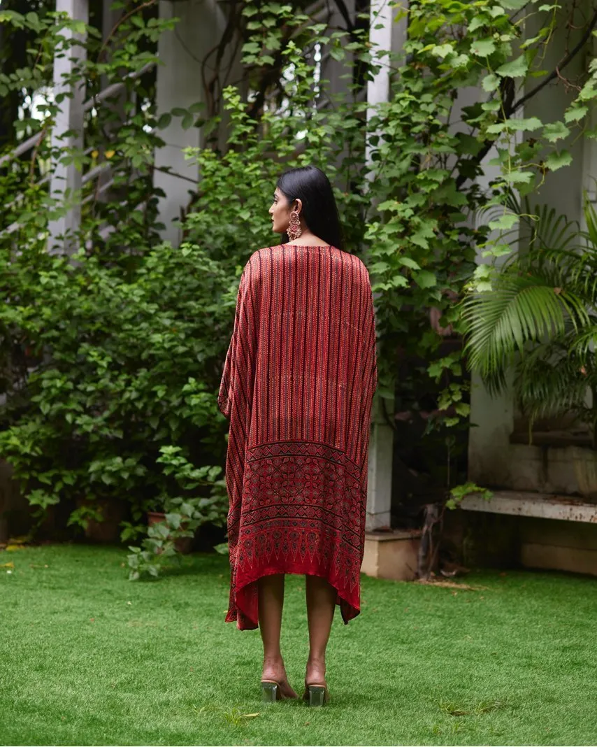 Red Striped Silk Kaftan