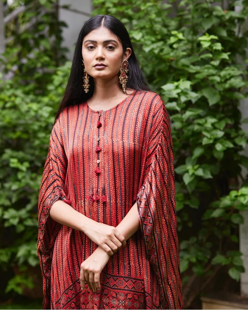 Red Striped Silk Kaftan