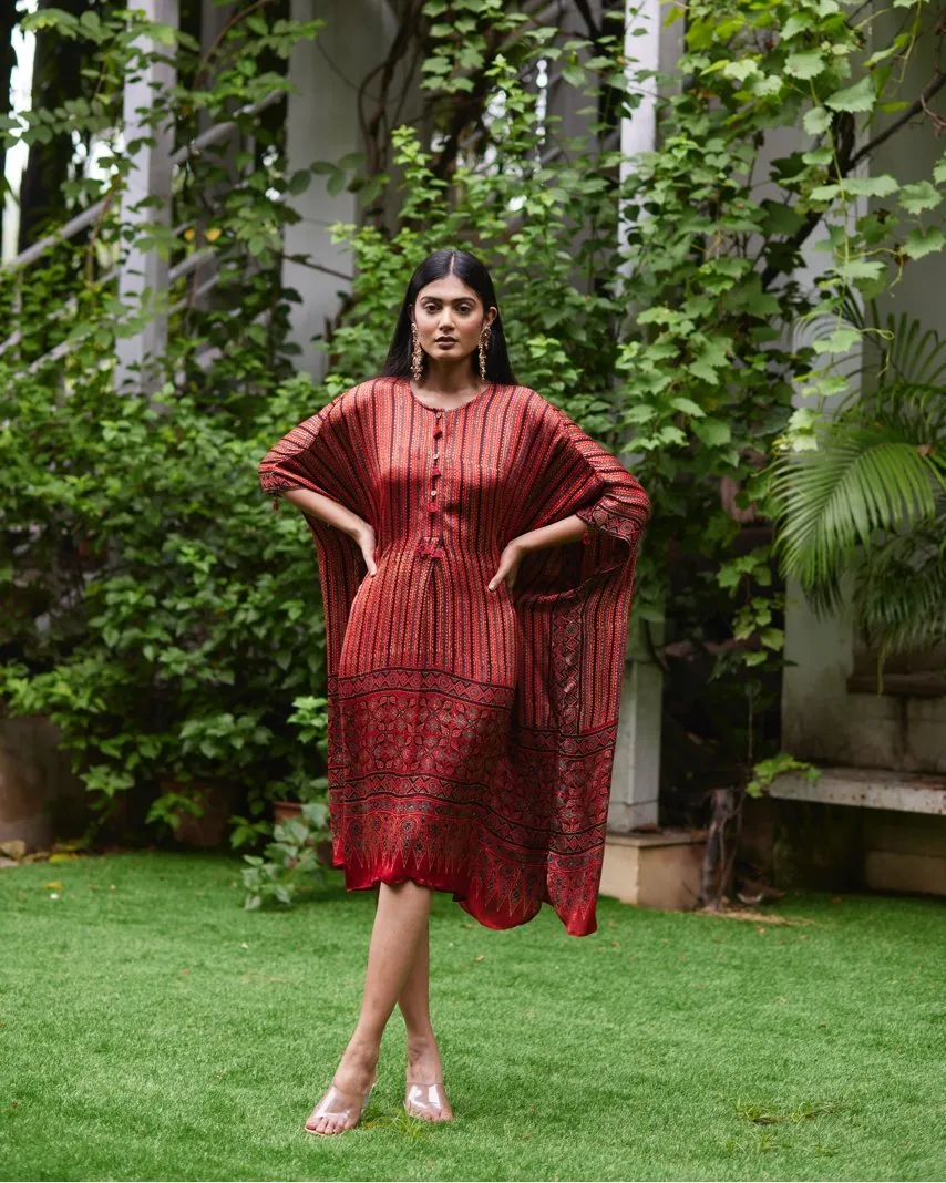 Red Striped Silk Kaftan