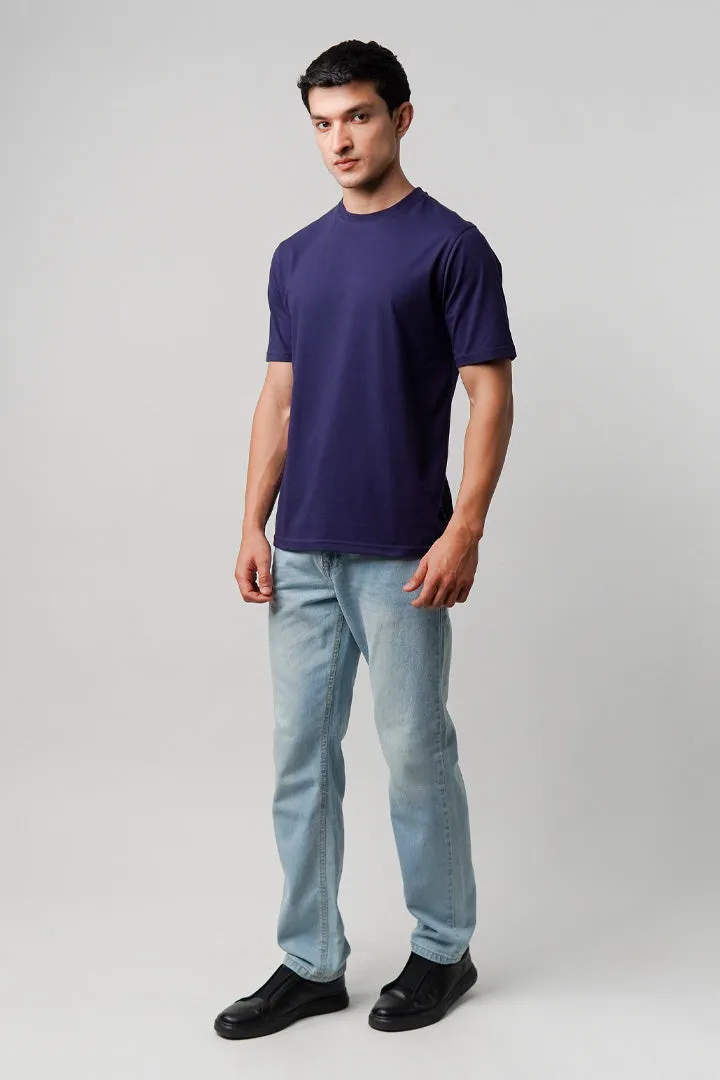 Regular Fit Crew Neck T-Shirt - Navy Blue