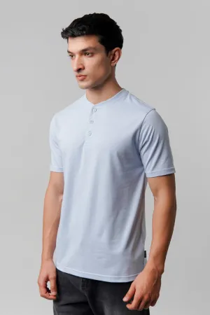 Regular Fit Henley T-Shirt - Sky Blue