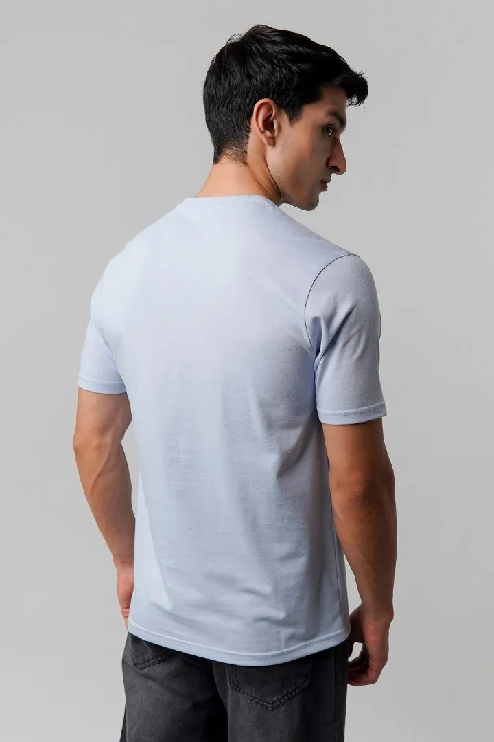Regular Fit Henley T-Shirt - Sky Blue