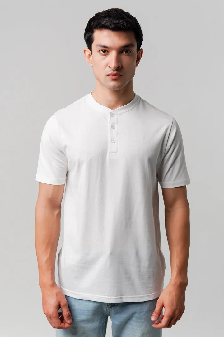 Regular Fit Henley T-Shirt - White