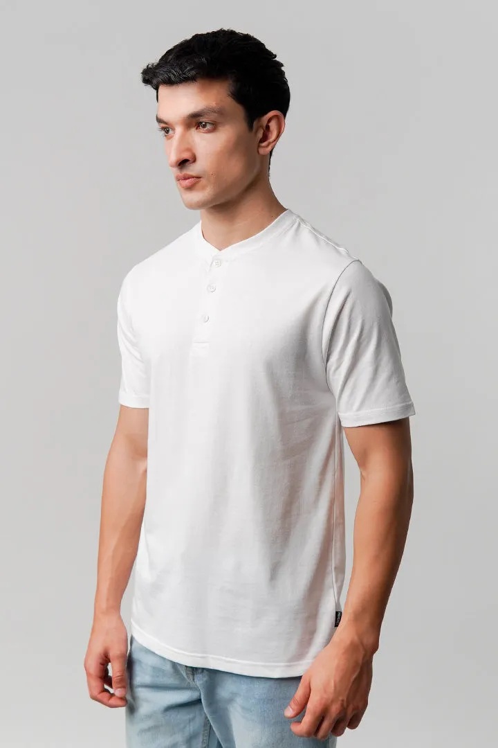 Regular Fit Henley T-Shirt - White