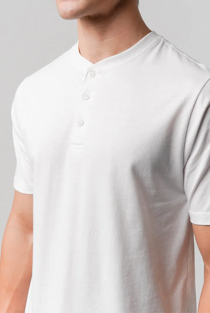 Regular Fit Henley T-Shirt - White