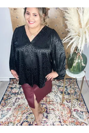 Ruth 2:2 Vegan Leather Midi Skirt