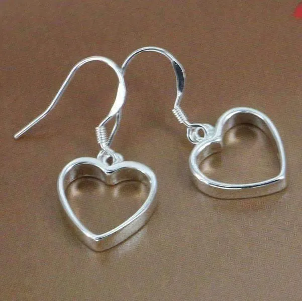 Silver Dangling Heart 3D Earrings for Women by Feshionn IOBI