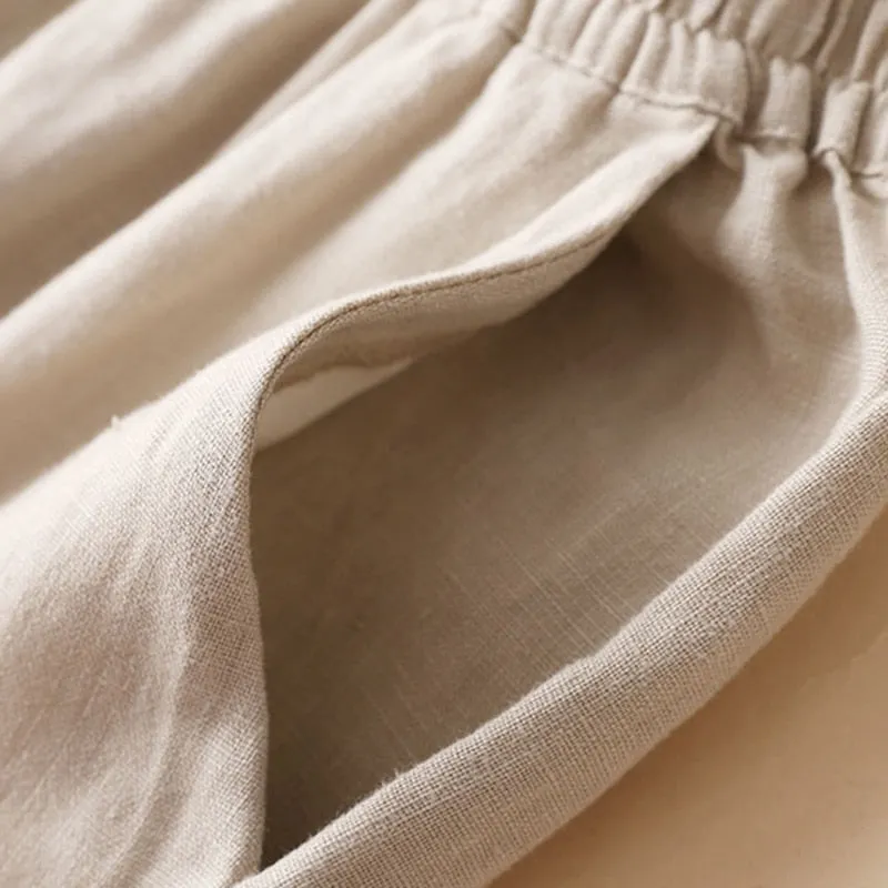Spring Summer Casual Wide Leg Pants Women Solid Color Elastic Waist Pants