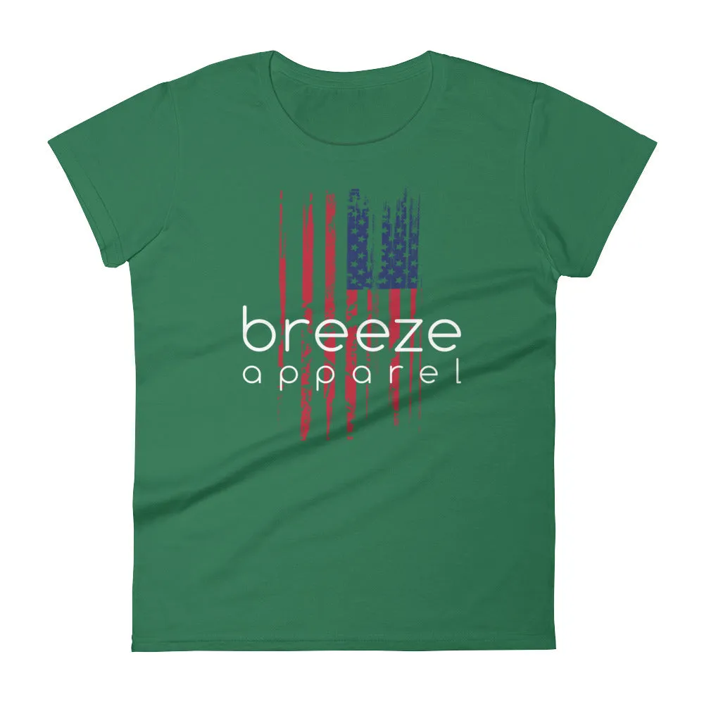 U.S. flag women's brand shirt - white (13 colors)
