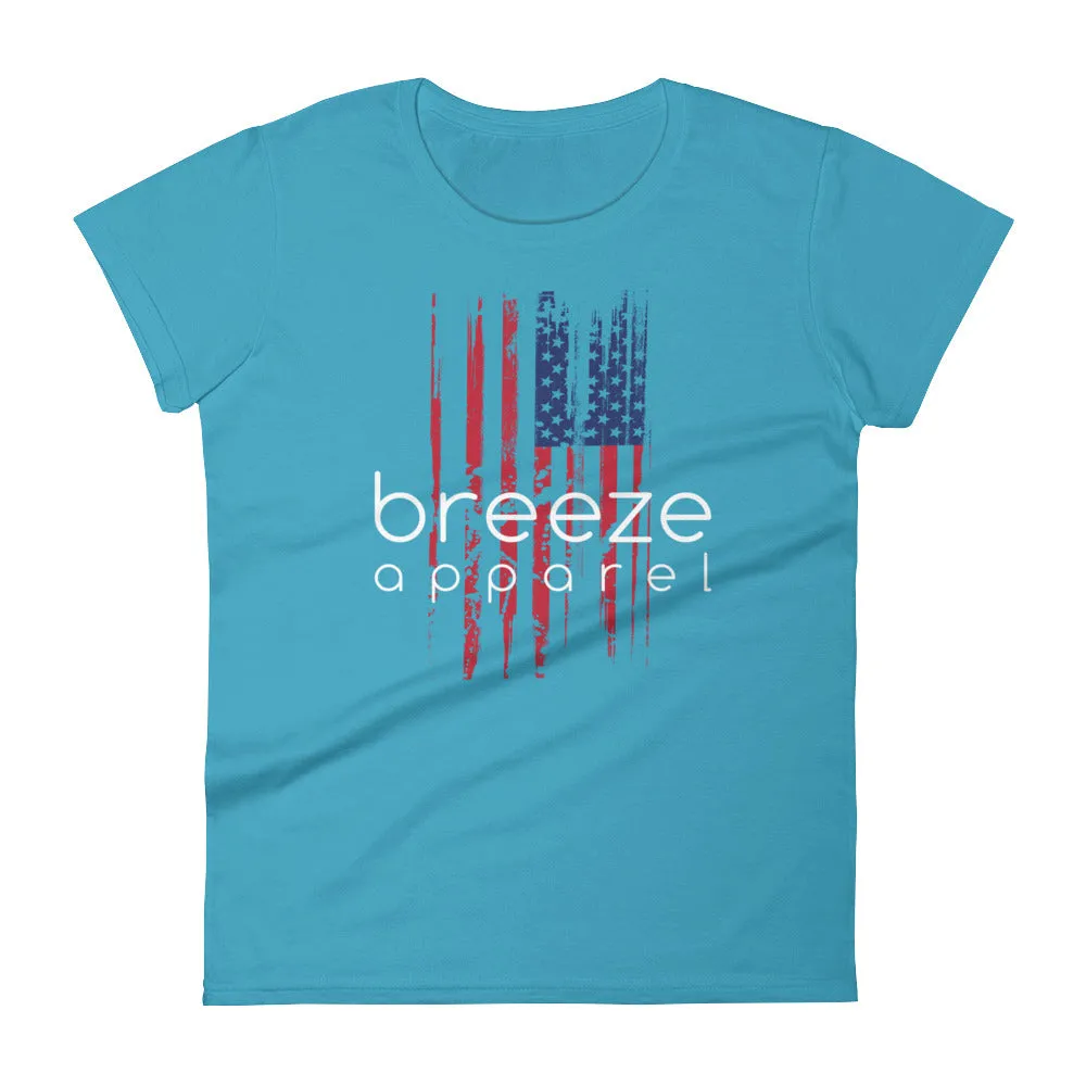 U.S. flag women's brand shirt - white (13 colors)