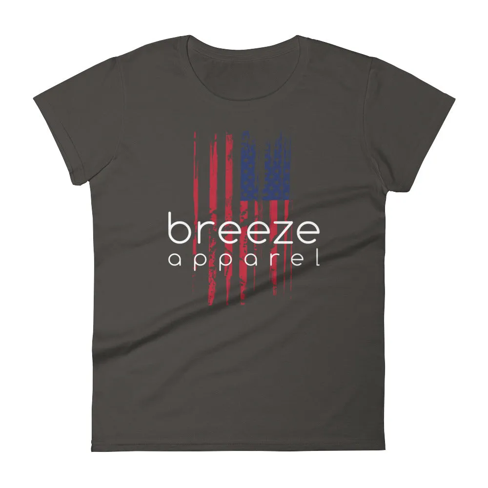 U.S. flag women's brand shirt - white (13 colors)