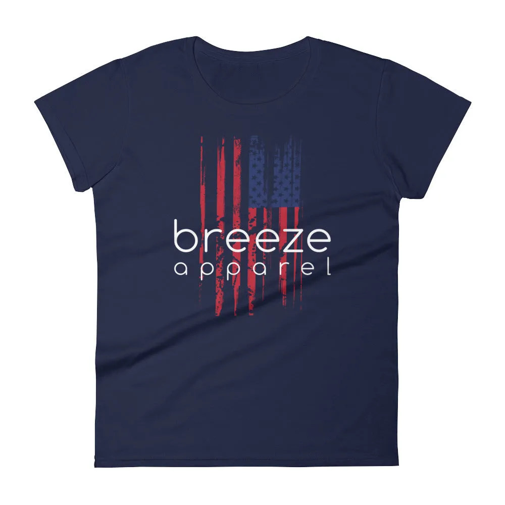 U.S. flag women's brand shirt - white (13 colors)