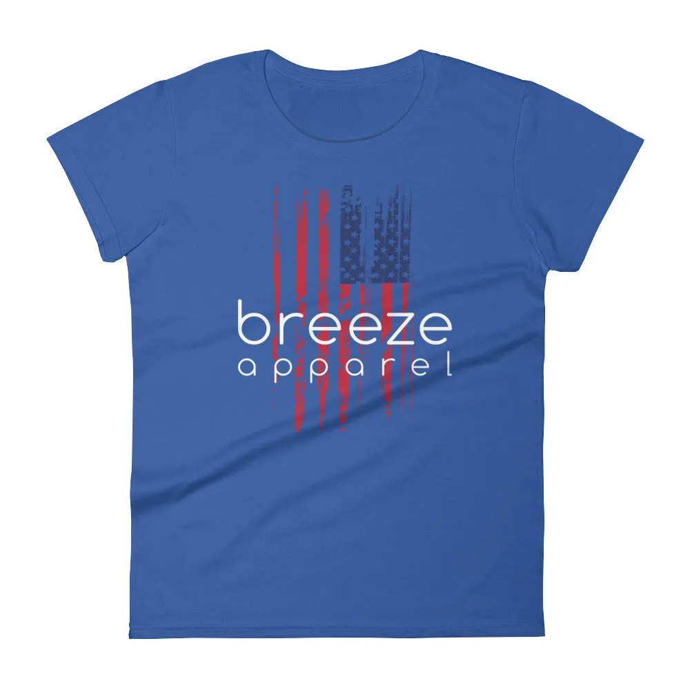 U.S. flag women's brand shirt - white (13 colors)
