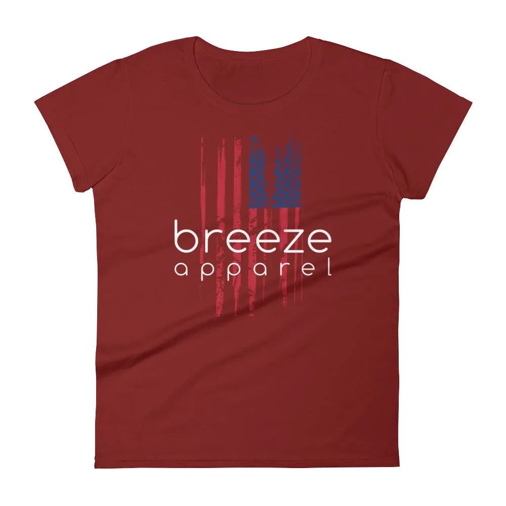 U.S. flag women's brand shirt - white (13 colors)