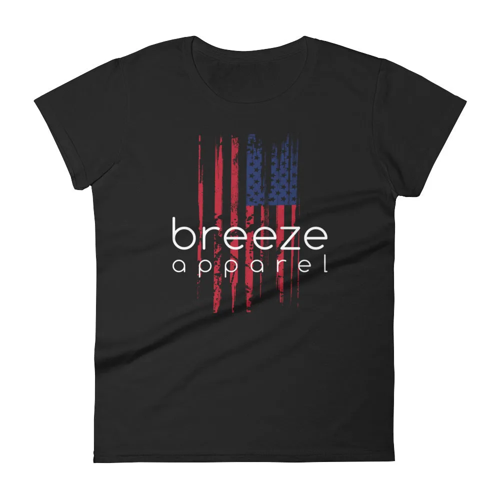 U.S. flag women's brand shirt - white (13 colors)