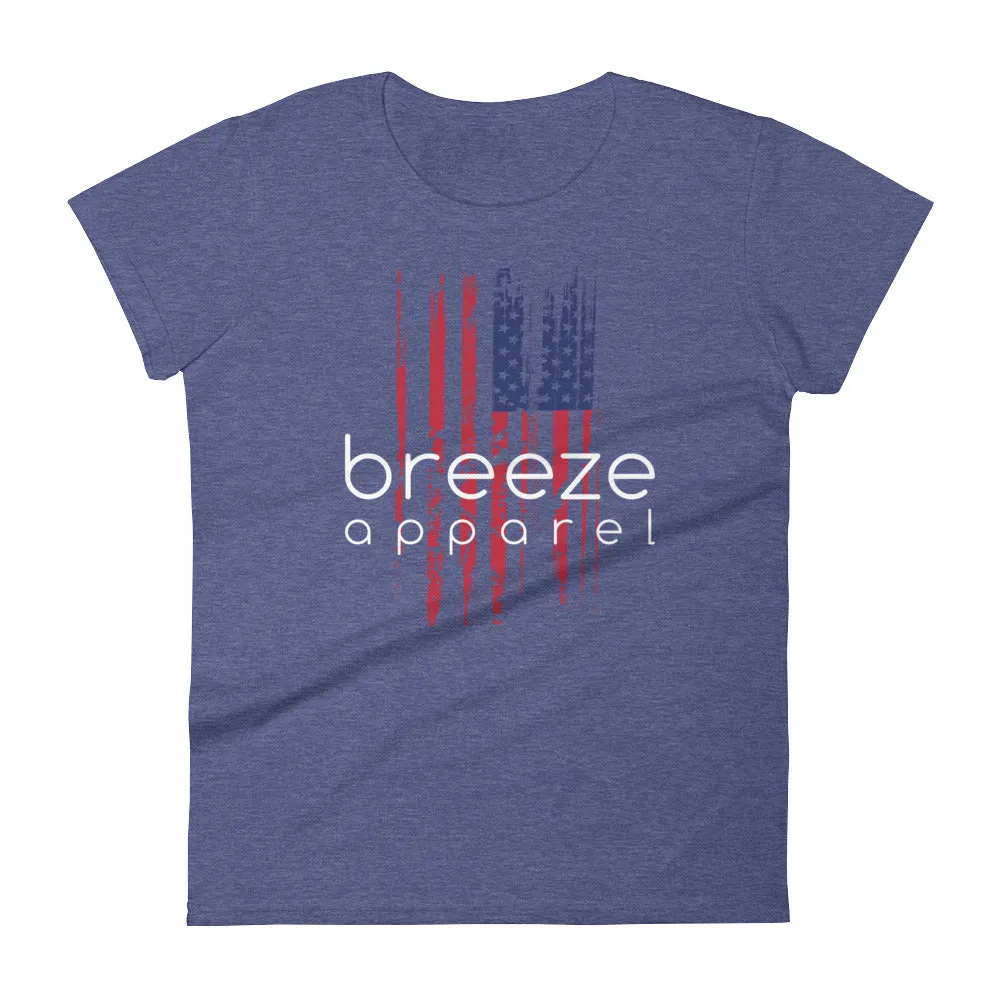 U.S. flag women's brand shirt - white (13 colors)