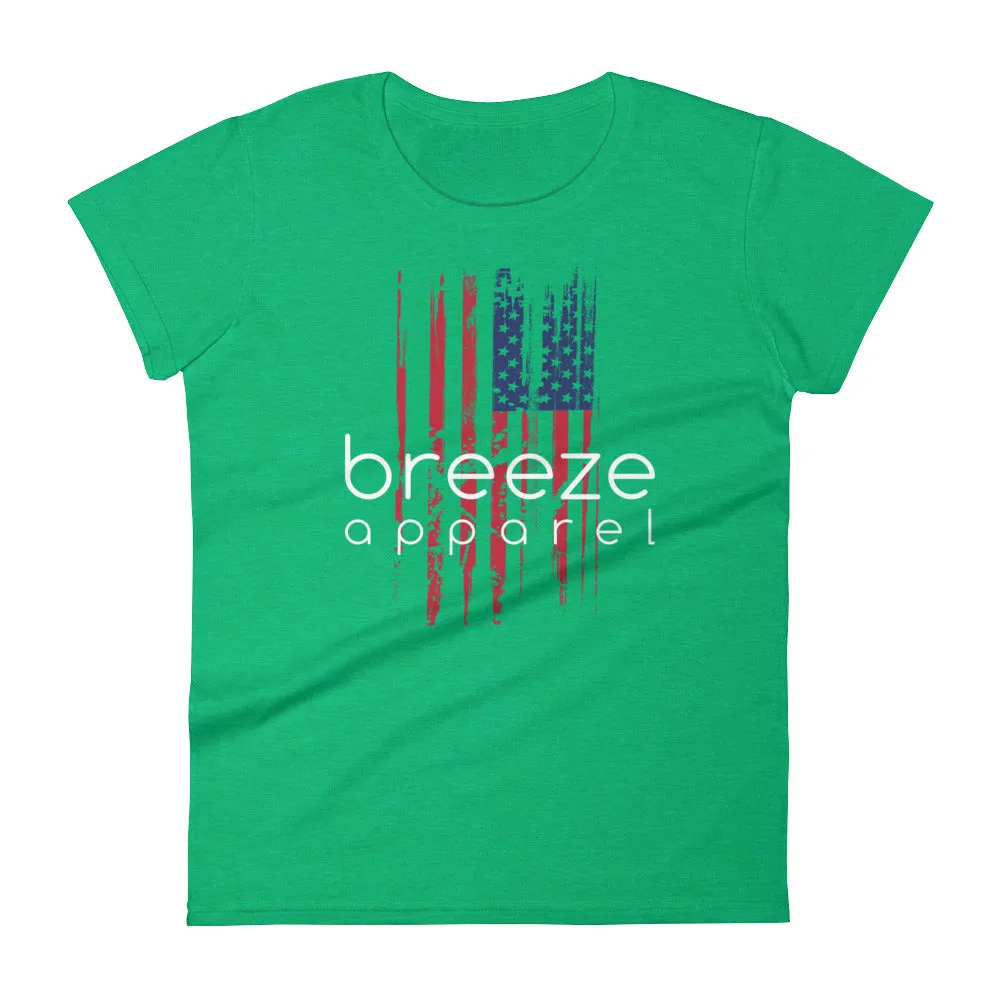 U.S. flag women's brand shirt - white (13 colors)