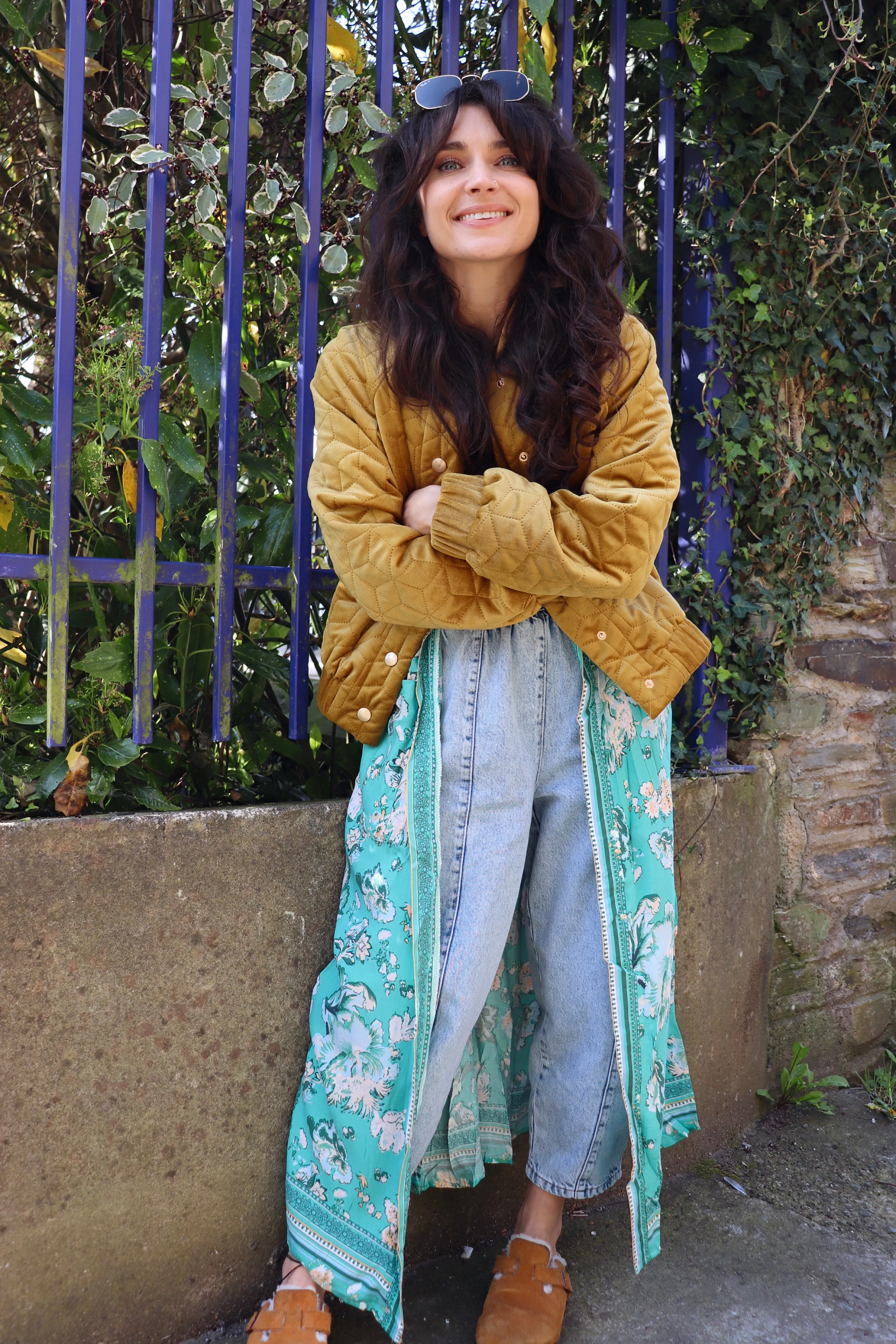 Velvet golden bomber jacket