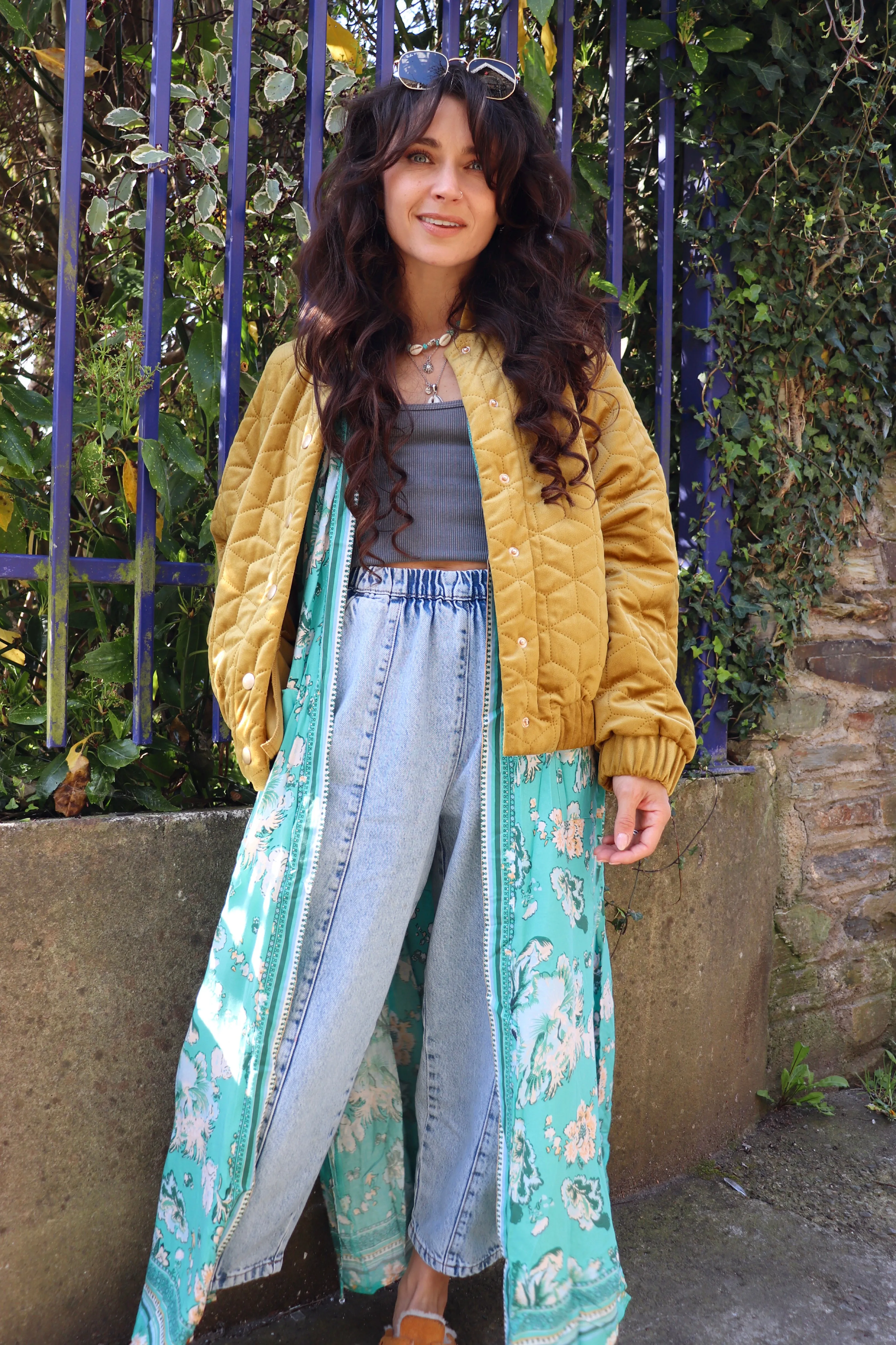 Velvet golden bomber jacket