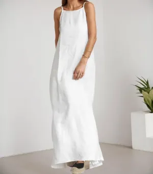 Women Summer Sleeveless Maxi Dress Linen Spaghetti Strap Flowy Long Sun Dress Casual Loose Beach Vacation Shift Dress