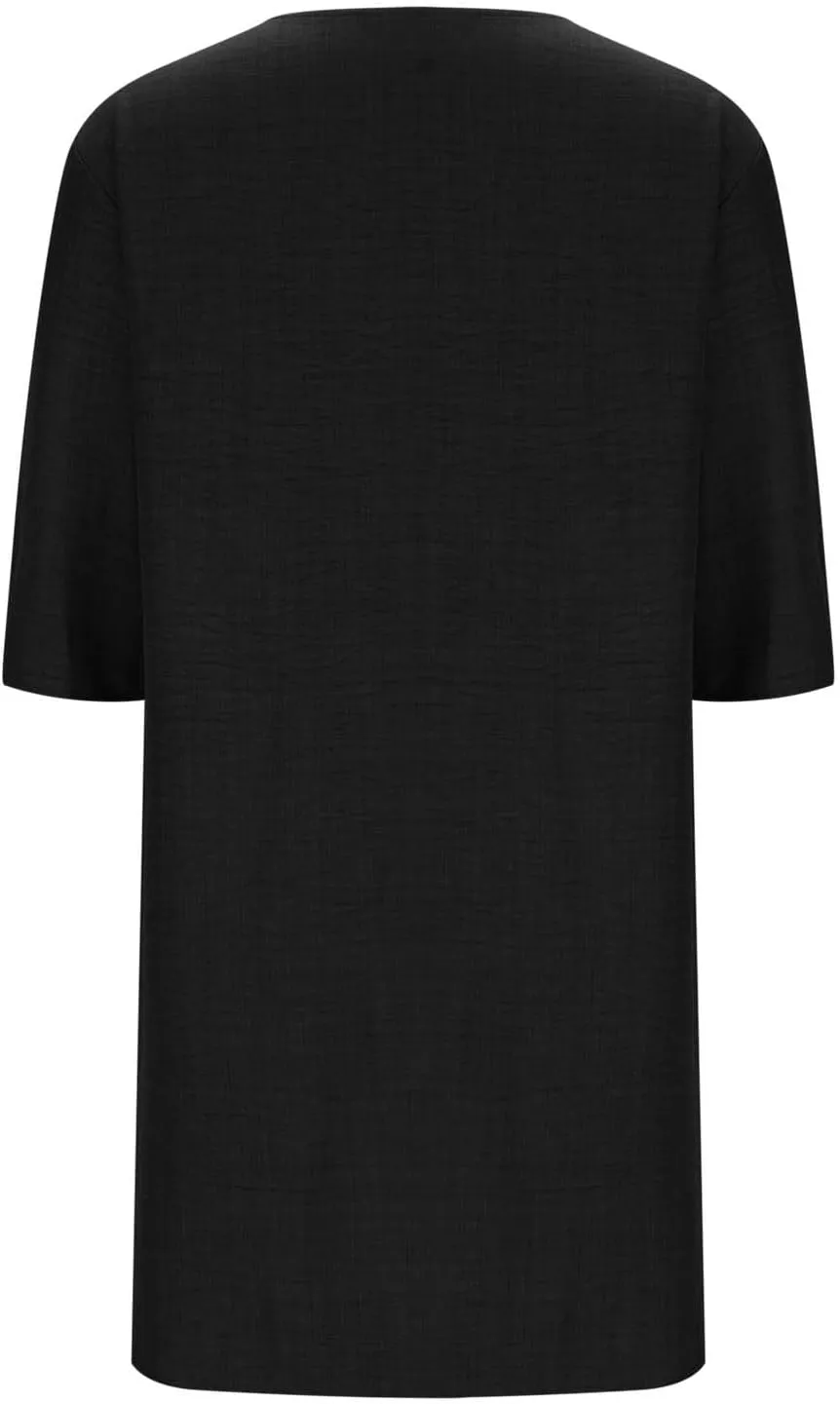 Women's Casual 3/4 Sleeve Summer Dress Loose Fit Round Neck Beach Vacation Shift Flowy Midi Dresses with Pocket