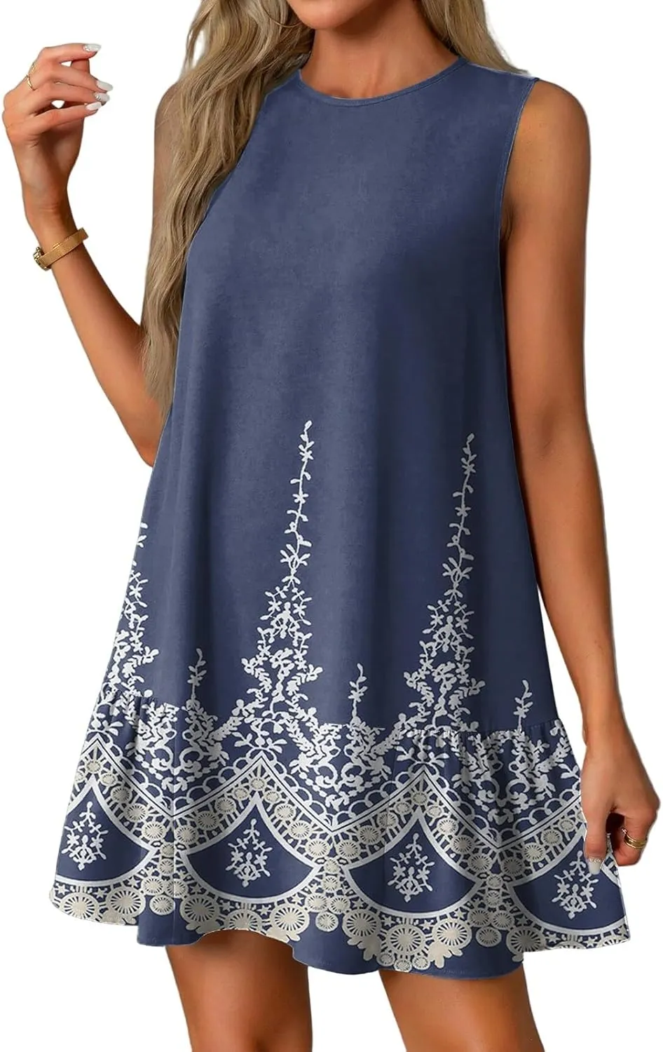 Women's Ruffle Hem Sleeveless Tank Dress Womens Sundress Summer Dresses for Women 2025 Spring Beach Boho Mini Dress