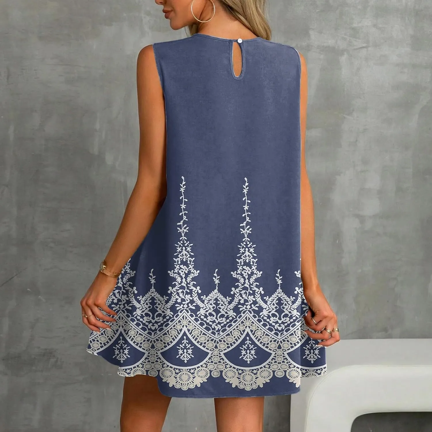 Women's Ruffle Hem Sleeveless Tank Dress Womens Sundress Summer Dresses for Women 2025 Spring Beach Boho Mini Dress